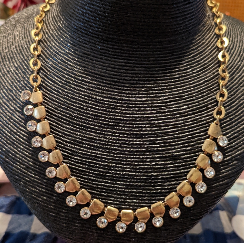 J. Crew Gold Tone and Rhinestone Necklace
